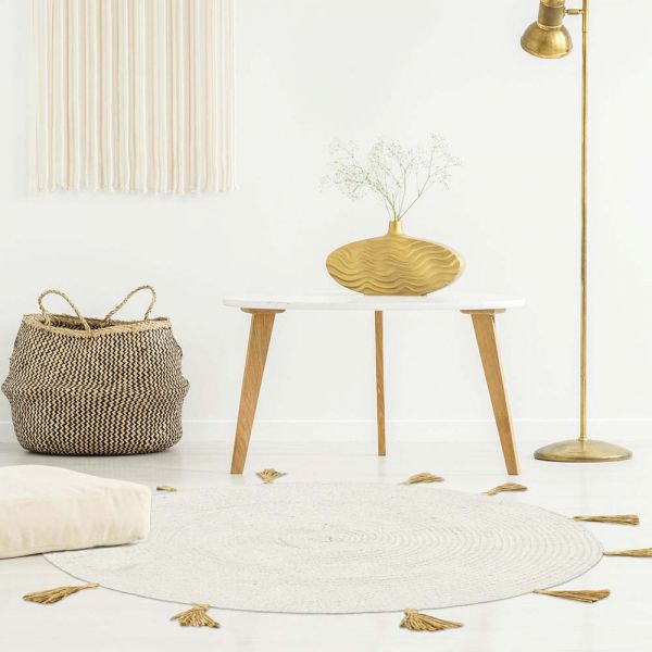 Tapis rond en coton pompons 90 cm - 26,90