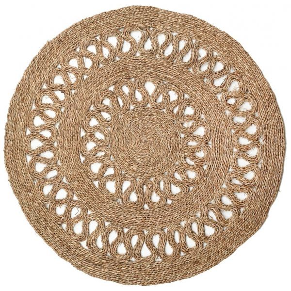 Tapis rond en jonc naturel Bohème