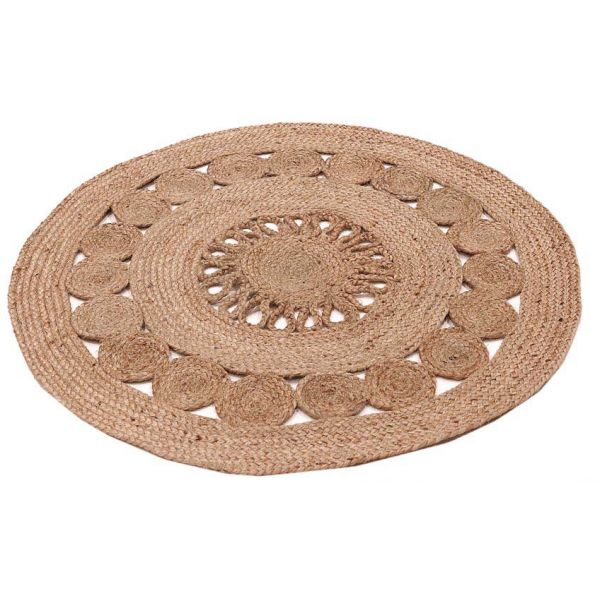 Tapis rond en jute ajourée 90 cm