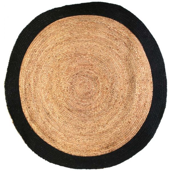 Tapis rond en jute bord coloré 120 cm