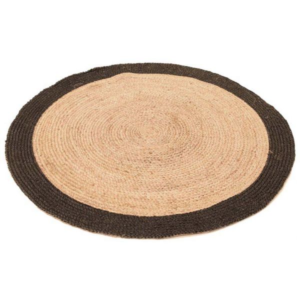 Tapis rond en jute bord coloré 120 cm - CMP-2882