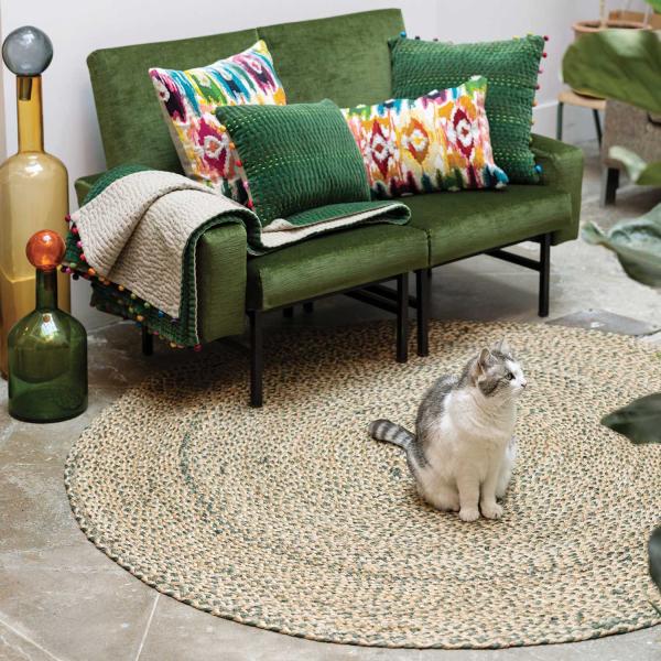 Tapis rond en jute et coton Elliot 160 cm - VIVARAISE