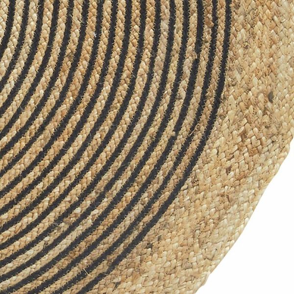 Tapis rond en jute et coton noir - AUB-4455