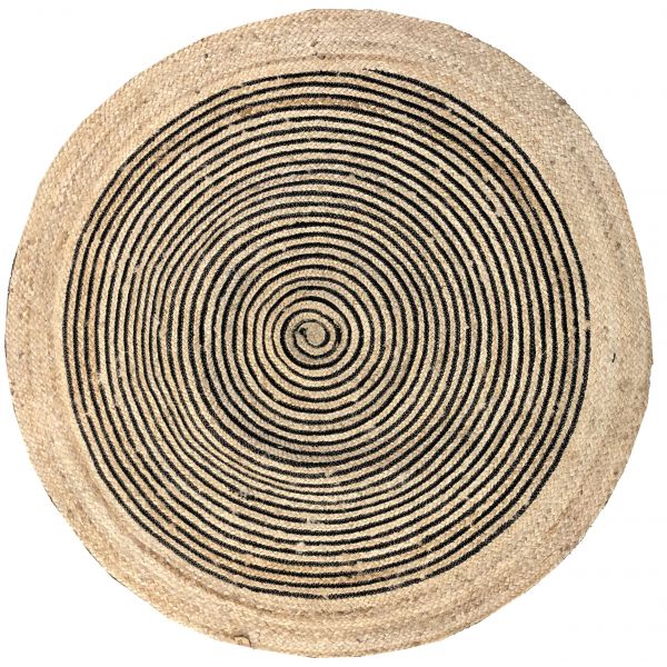 Tapis rond en jute et coton noir