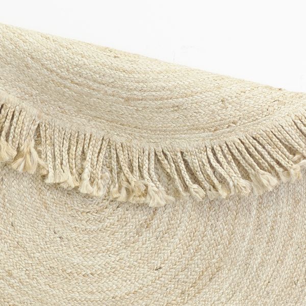 Tapis rond en jute avec franges - AUB-5274