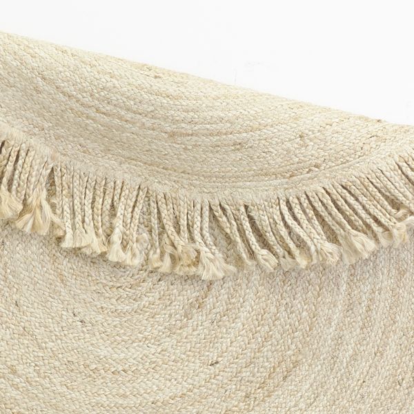 Tapis rond en jute avec franges - AUB-5274