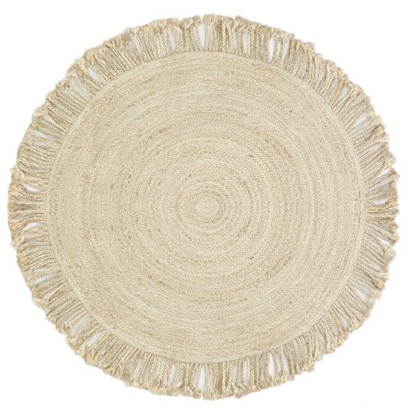 Tapis rond en jute avec franges
