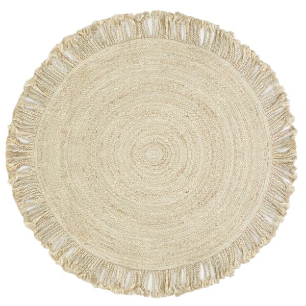 Tapis rond en jute avec franges