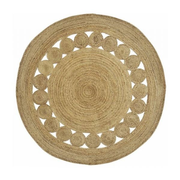 Tapis rond en jute naturelle ajourée