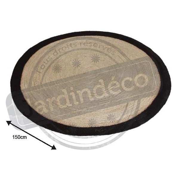 Tapis rond jute naturelle avec bords noirs - AUBRY GASPARD