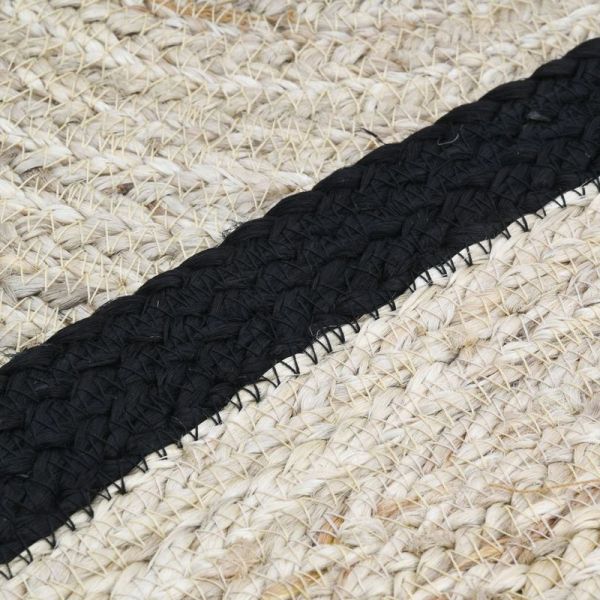 Tapis rond jute naturelle avec bords noirs - AUB-3062