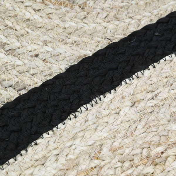 Tapis rond jute naturelle avec bords noirs - 59,90