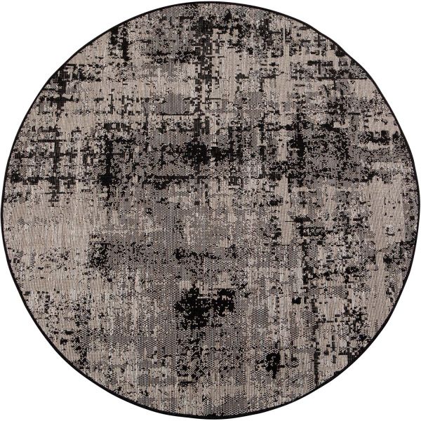 Tapis rond en polypropylène noir Catania