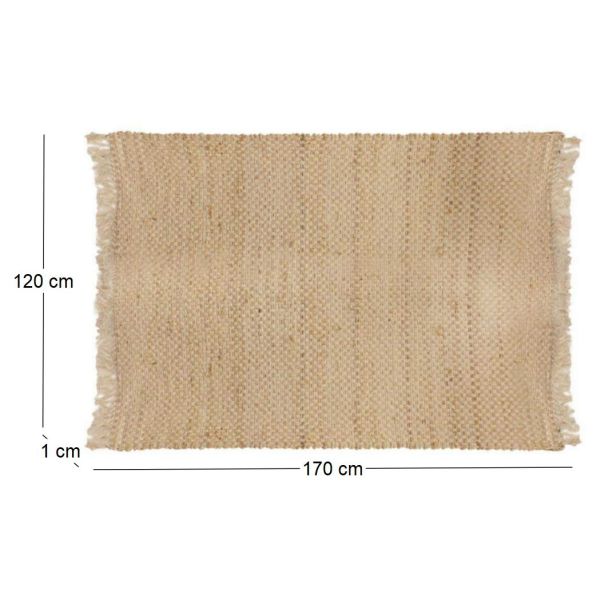 Tapis en toile de jute avec franges 120x170 cm - 43,73