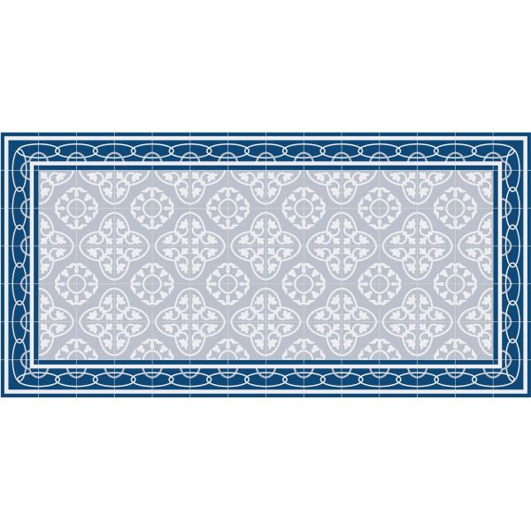 Tapis en vinyle effet carreaux de ciment 8 bleu