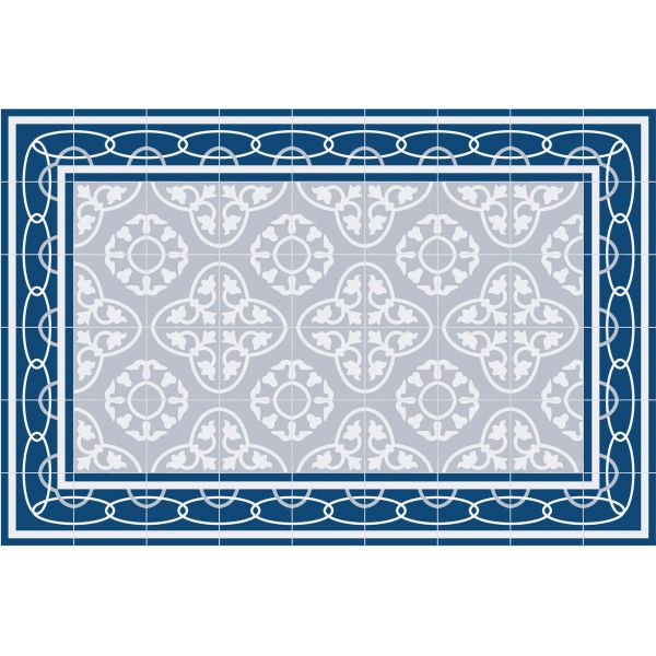 Tapis en vinyle effet carreaux de ciment 8 bleu