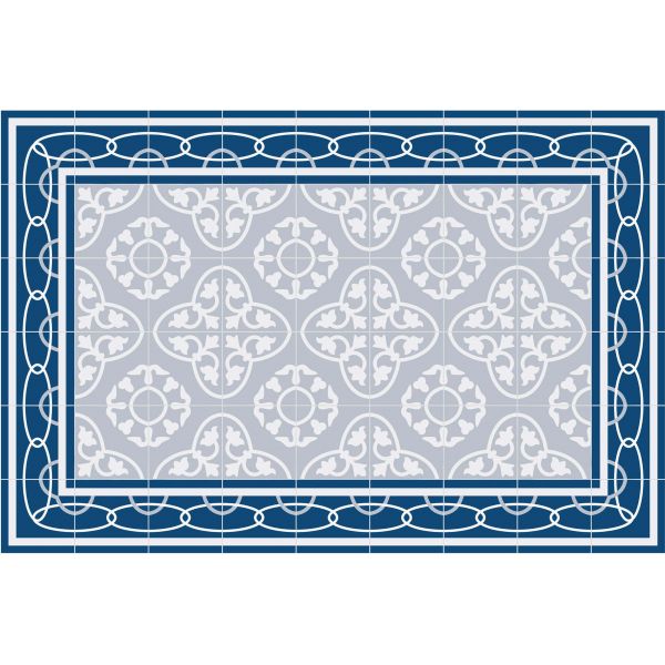 Tapis en vinyle effet carreaux de ciment 8 bleu