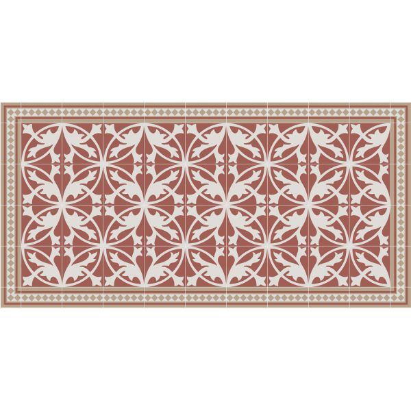 Tapis en vinyle effet carreaux de ciment carreaux 7 rouge