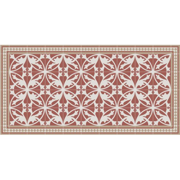 Tapis en vinyle effet carreaux de ciment carreaux 7 rouge