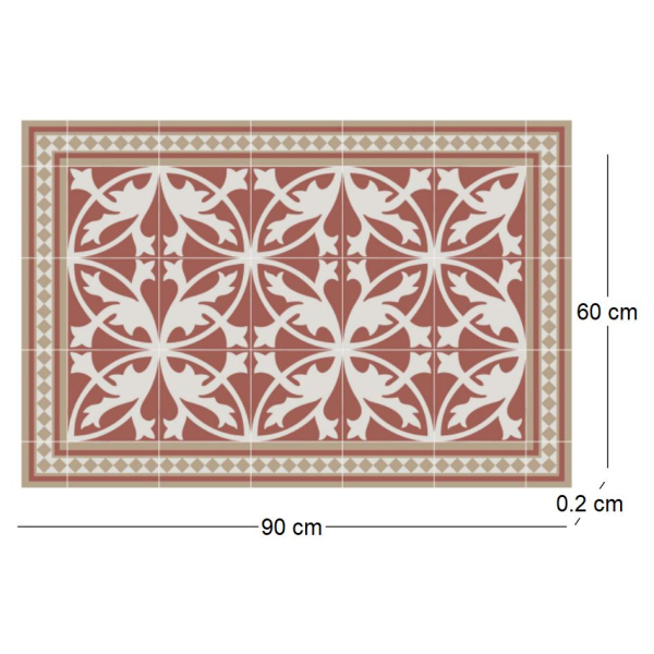 Tapis en vinyle effet carreaux de ciment carreaux 7 rouge - CON-0178