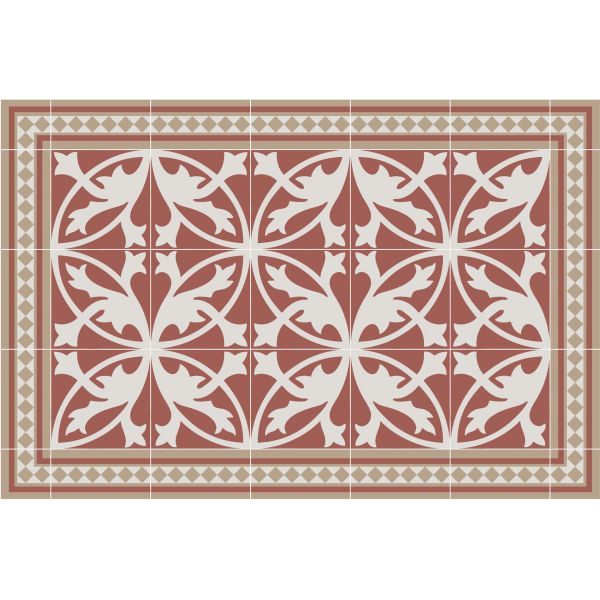 Tapis en vinyle effet carreaux de ciment carreaux 7 rouge