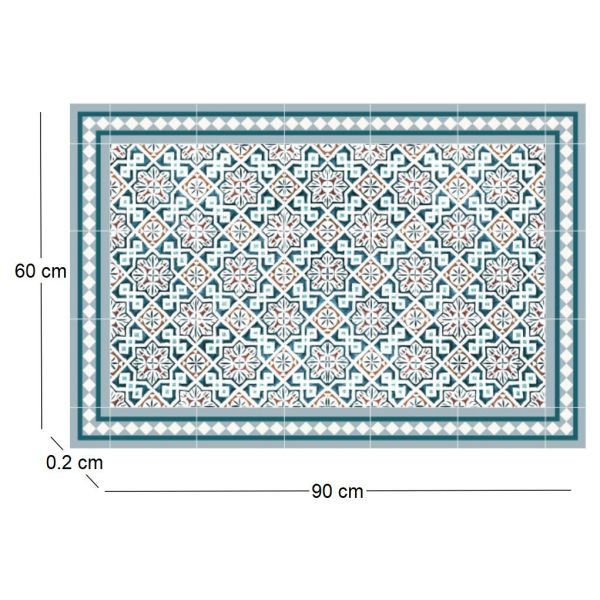 Tapis en vinyle effet carreaux de ciment classic bleu - CON-0184