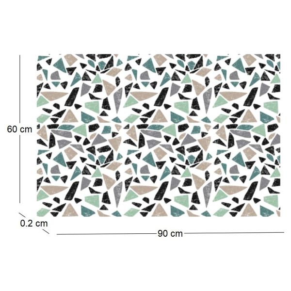 Tapis en vinyle effet mosaique vert - CON-0202