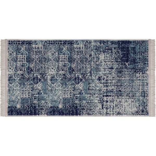 Tapis en vinyle effet tissage bleu nuit