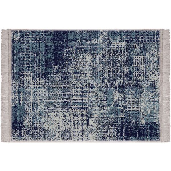 Tapis en vinyle effet tissage bleu nuit