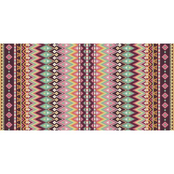 Tapis en vinyle effet tissage rouge multicolore