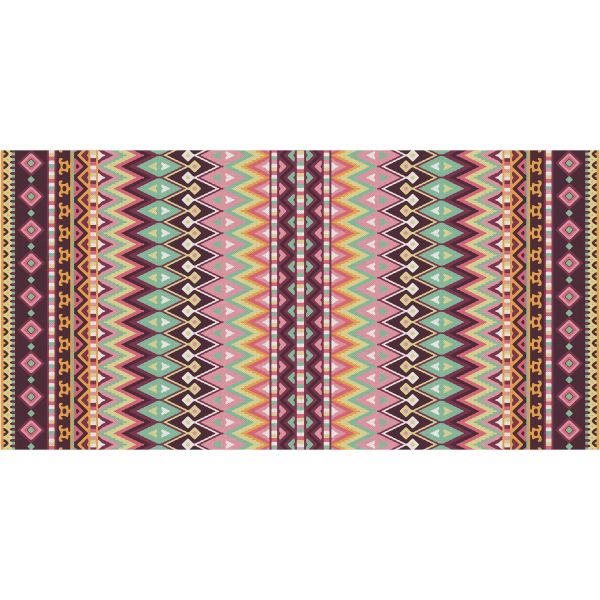 Tapis en vinyle effet tissage rouge multicolore