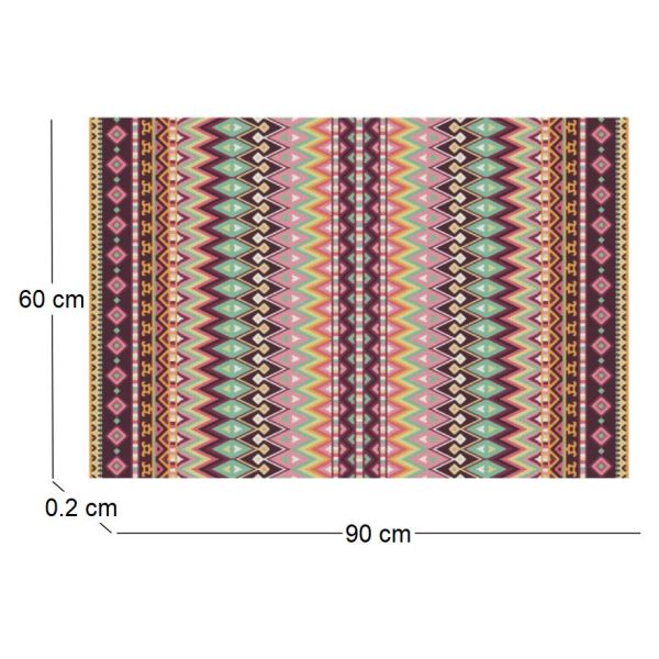Tapis en vinyle effet tissage rouge multicolore - CON-0192