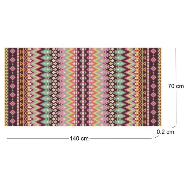 Tapis en vinyle effet tissage rouge multicolore - CON-0193