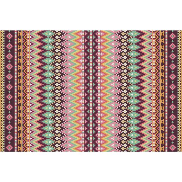 Tapis en vinyle effet tissage rouge multicolore
