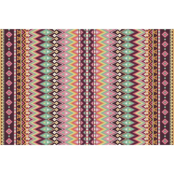 Tapis en vinyle effet tissage rouge multicolore