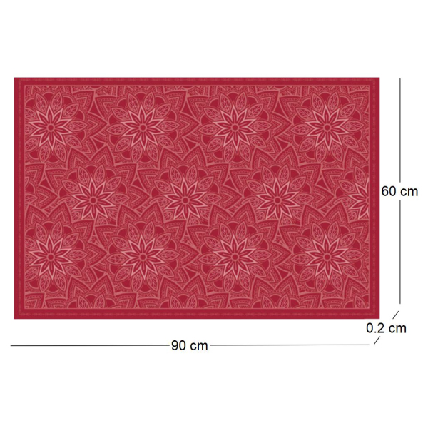 Tapis en vinyle fleurs mandala rouge - CON-0206