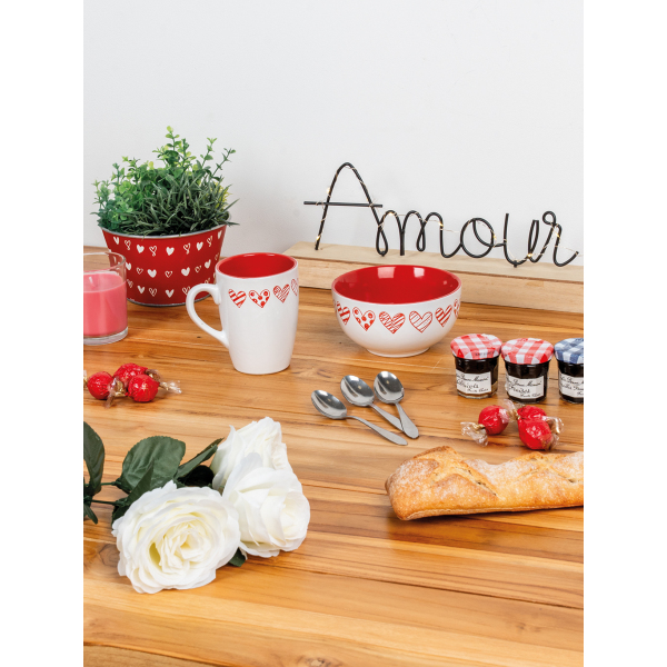 Tasse en grès blanc avec coeur rouge - AUBRY GASPARD