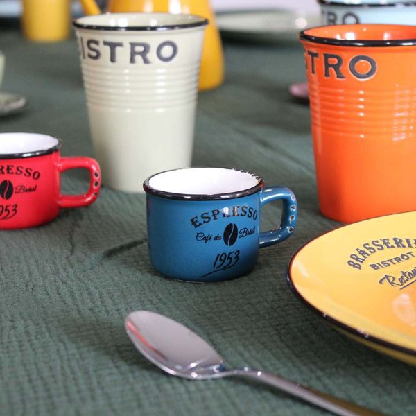 Tasses colorées en céramique Bistrot (Lot de 6) - ANT-0678