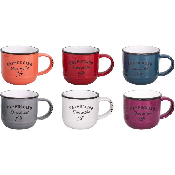 Tasses colorées en céramique Bistrot (Lot de 6)