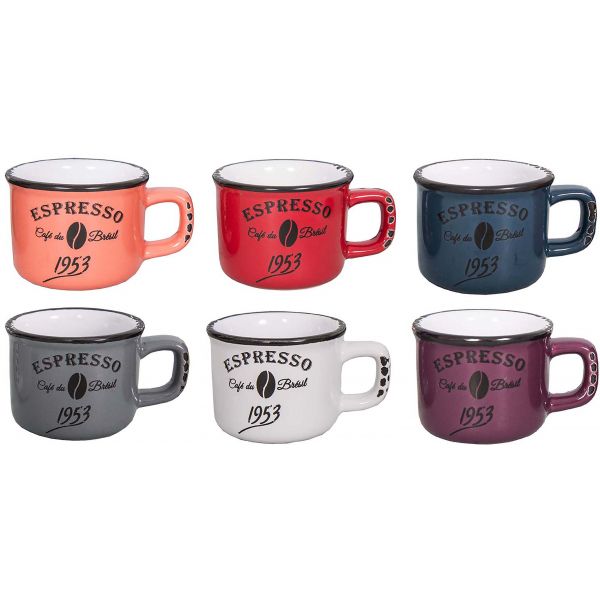 Tasses colorées en céramique Bistrot (Lot de 6)