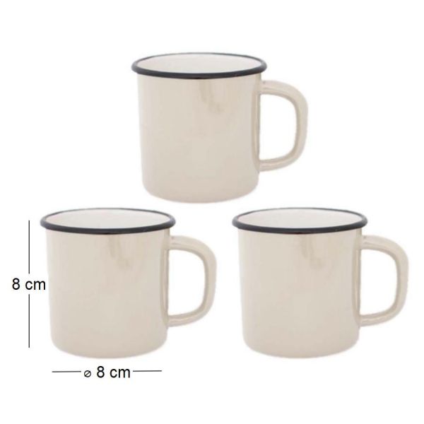 Tasses en émail coloré Classic (Lot de 3) - o.k. international