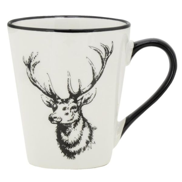 Vaisselle Cerf en porcelaine blanche et noire (lot de 6) - 39,90