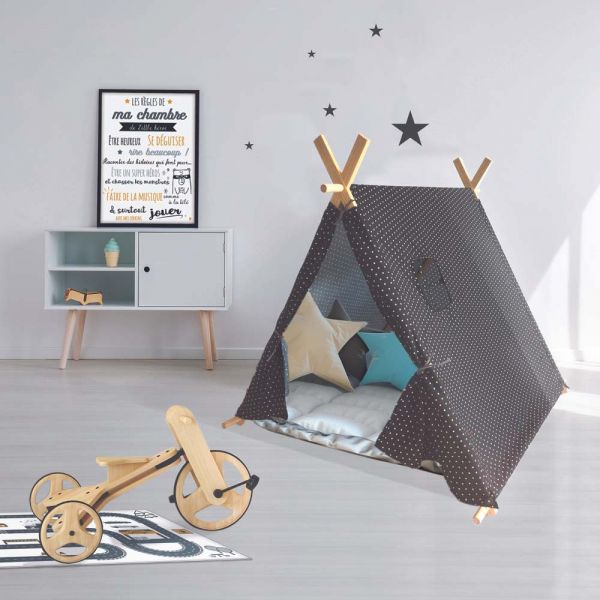 Tente enfant en tissu 105 cm Little world - THE HOME DECO KIDS