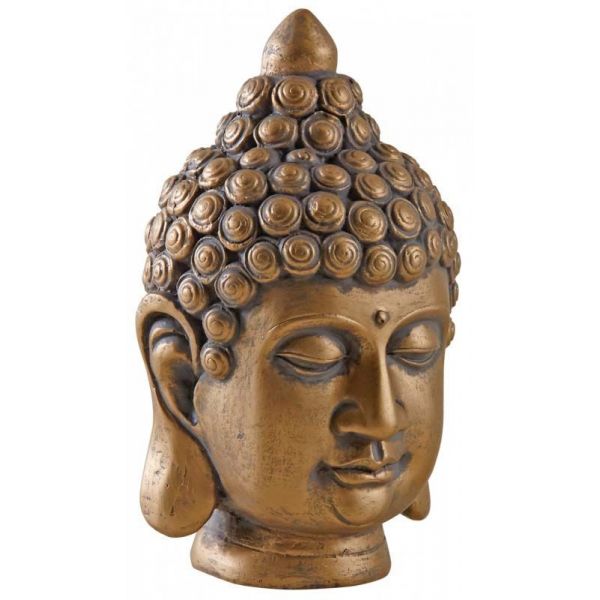 Tête de Bouddha en résine dorée