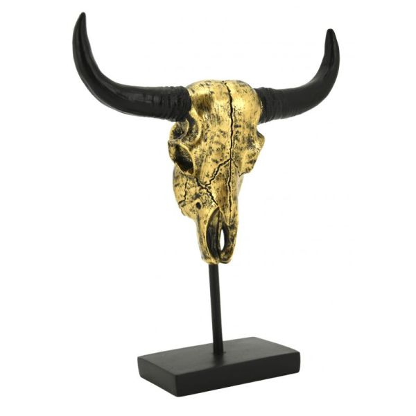 Tête de buffle en résine dorée