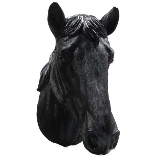 Tête de cheval noir en résine