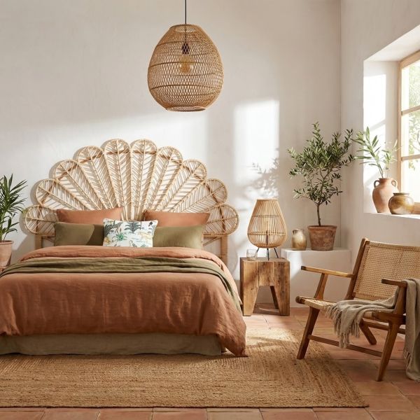 Tête de lit en rotin naturel Sola - AUB-4149