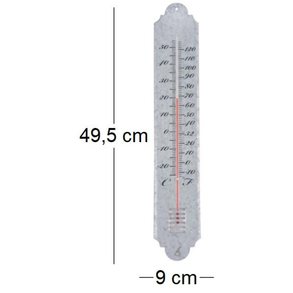 Thermomètre de jardin en zinc patiné 50cm - ESS-0317