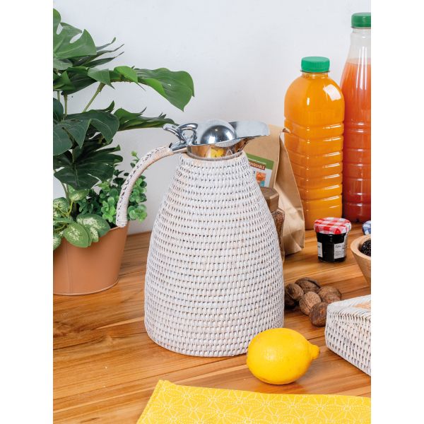 Thermos en acier inoxydable et rotin - AUBRY GASPARD