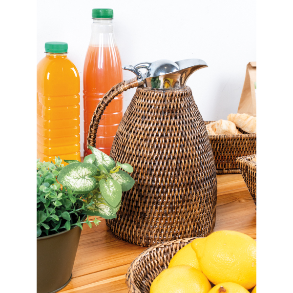 Thermos en acier inoxydable et rotin - AUBRY GASPARD